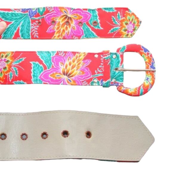 NORM THOMPSON Dress, Vintage 20, Red, Floral print, Matching Belt, Buttons - Picture 6 of 14